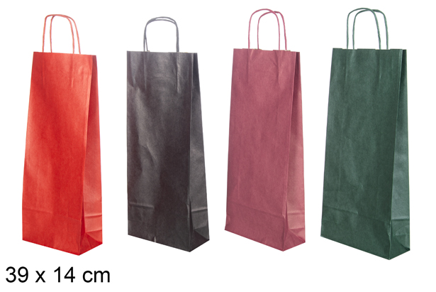 Bolsa regalo botella Navidad kraft surtido 39x14 cm  