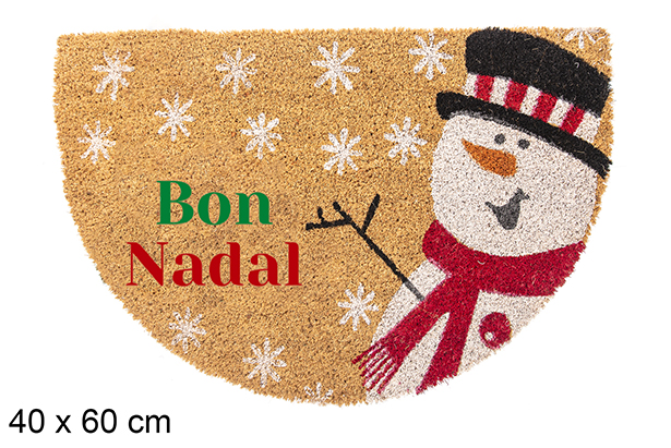 Crescent moon doormat decorated snowman Bon Nadal 40x60cm