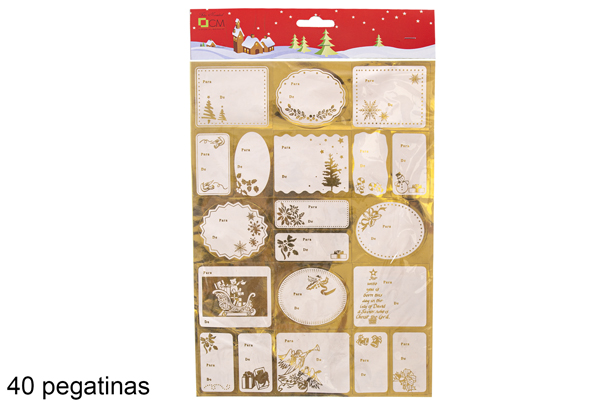Pack 40 pegatinas regalo dorada surtida