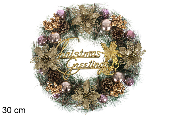 Corona Navidad oro rosa 30 cm