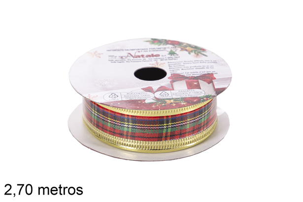 Fita de Natal com borda de poliéster dourada de 2,7 m.