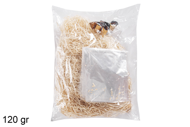 Saco com palhinha/papel celofane/laço 120 gr.