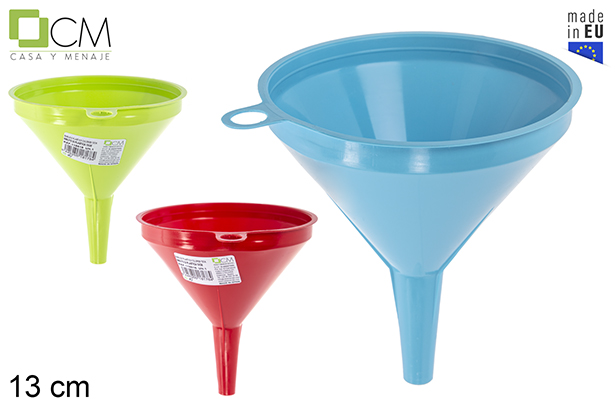 Embudo plástico colores surtidos 13 cm