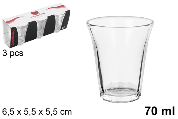 Pack 3 vasos cristal café 70 ml