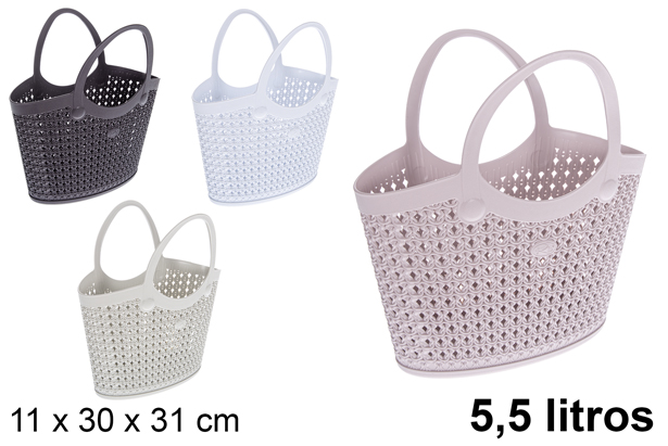 Bolso plástico calado colores surtidos 5,5 l.