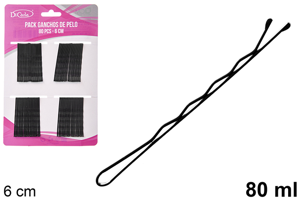 [118786] Pack 80 pinces à cheveux noires 6 cm