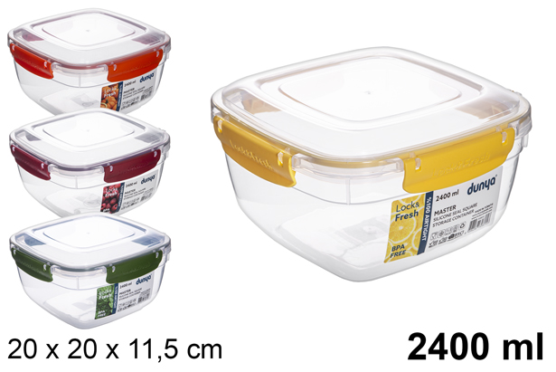 Boîte à lunch carrée hermétique en plastique 2.400 ml