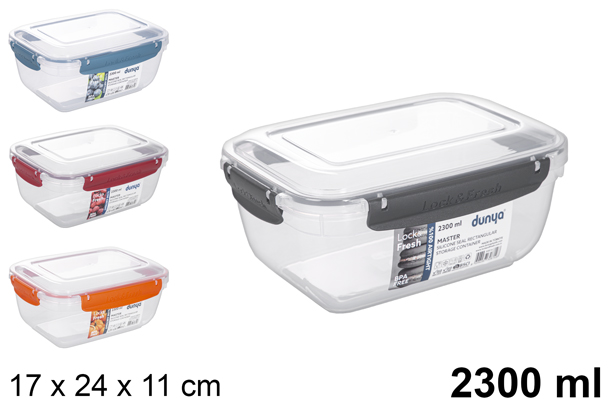 Lunch box ermetico rettangolare in plastica 2.300 ml