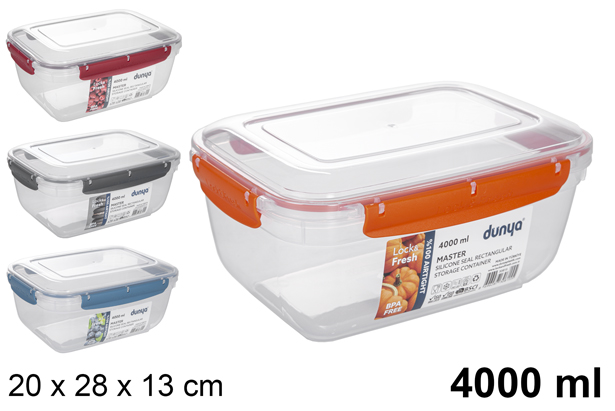Boîte à lunch hermétique rectangulaire en plastique 4.000 ml