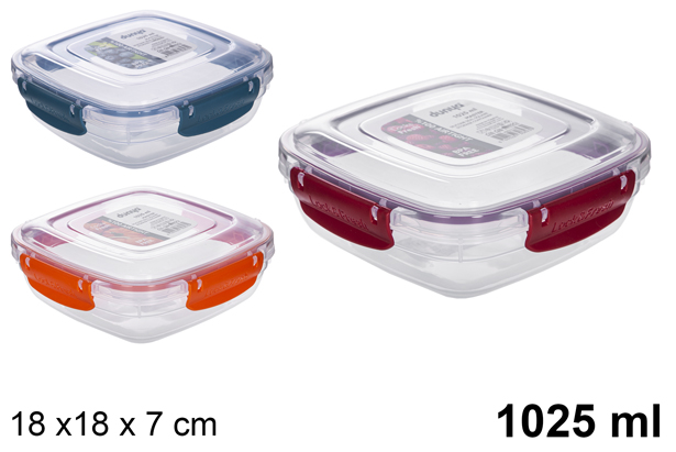 Boîte à lunch carrée hermétique en plastique 1.025 ml