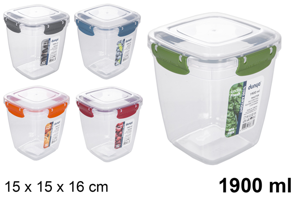 Lancheira hermética quadrada de plástico 1.900 ml
