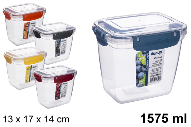 Fiambrera plástico rectangular hermética 1.575 ml