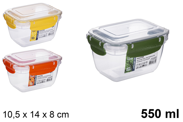 Lancheira hermética retangular de plástico 550 ml