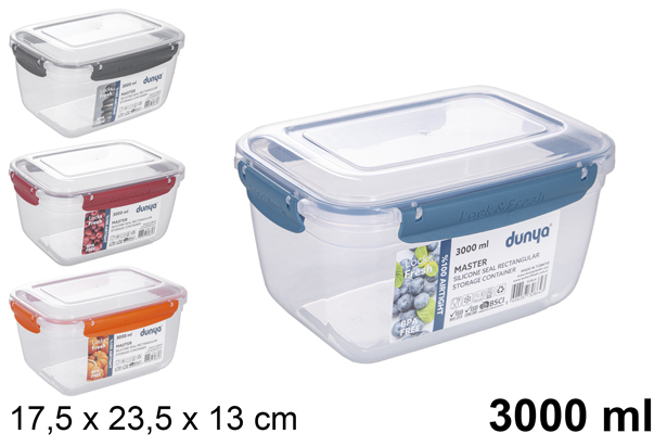 Lunch box ermetico rettangolare in plastica 3.000 ml