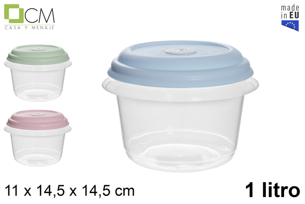 Lancheira redonda com tampa cores pastel datador 1 l.