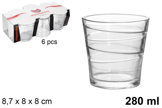 Pack 6 copos de água Sofia 280 ml