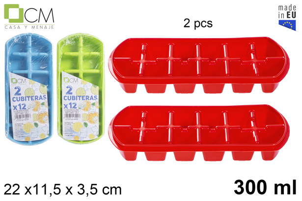 [118871] Pack 2 bandejas para cubos de gelo cores sortidas 300 ml