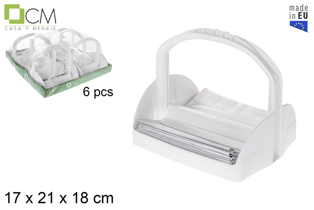 [118943] White plastic napkin holder with handle