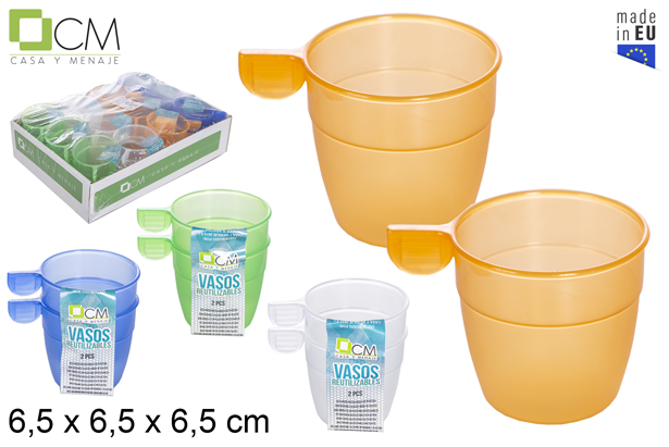 Pack 2 reusable plastic coffee/infusion cups