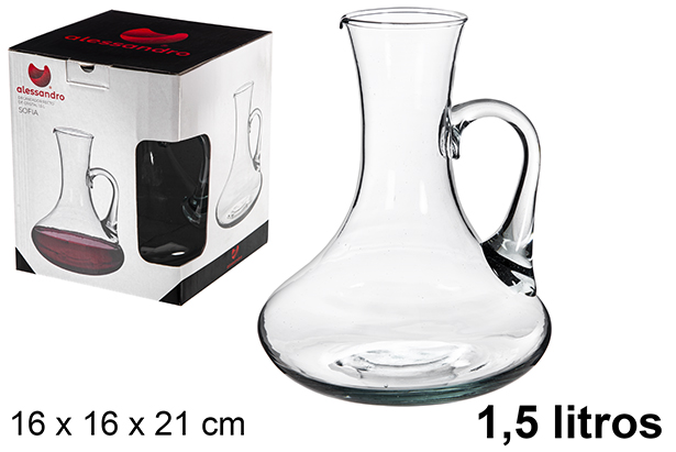 Carafe droite en verre avec anse Sofia 1,5 l.