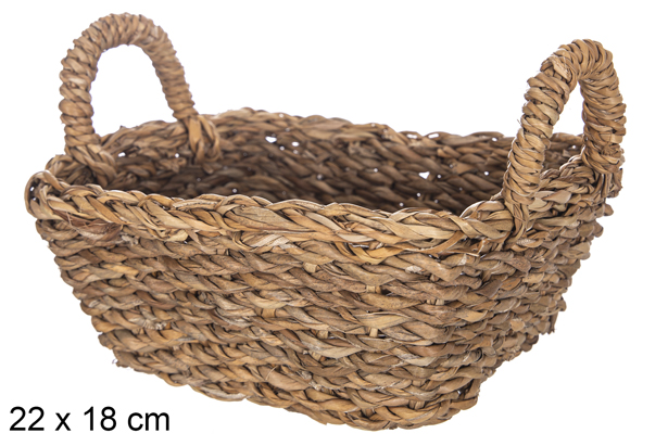 Cesta seagrass rectangular con asas 22x18 cm
