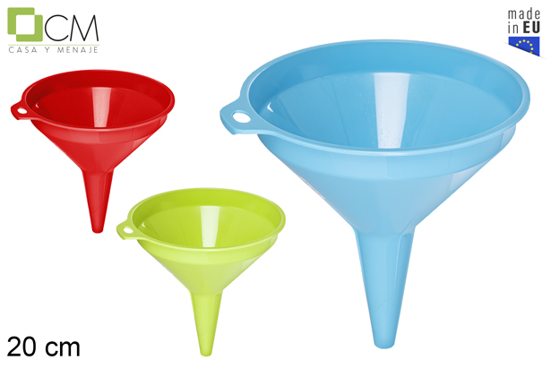 Entonnoir en plastique couleurs assorties 20 cm