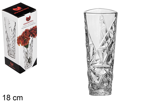 Venice triangle glass vase 18 cm