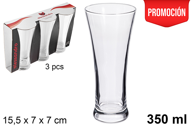 [119031] Pack 3 bicchieri da birra in vetro 350 ml