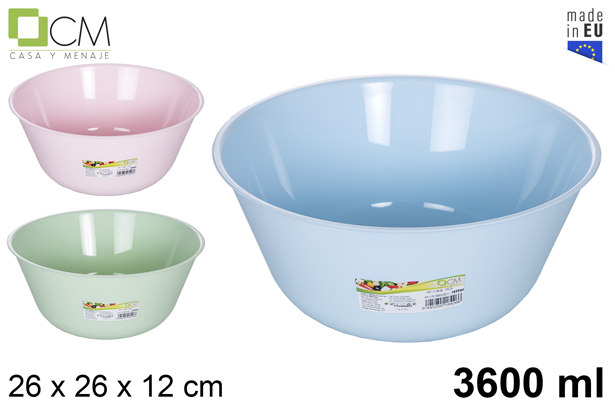 Saladeira de plástico cores pastel 3.600 ml