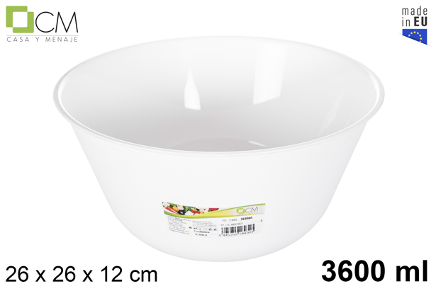 White plastic salad bowl 3.600 ml