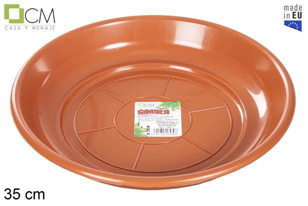 Prato vaso brilhante terracota 35 cm