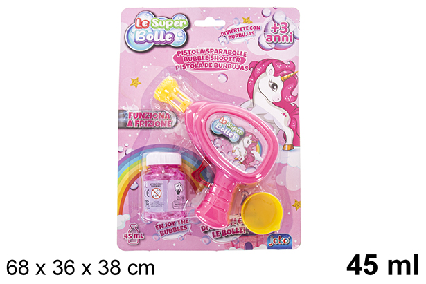 Pistola per bolle di sapone Unicorno 45 ml