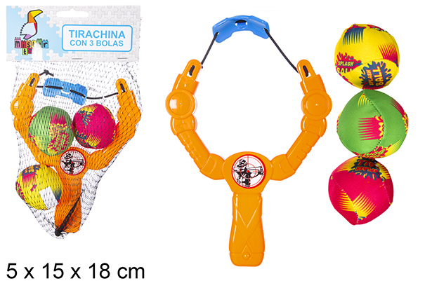 Fionda con 3 pallina di colori assortiti