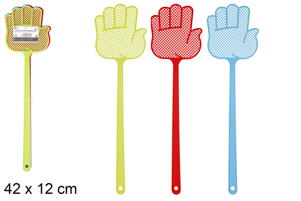 Pack 3 paletas matamoscas forma mano