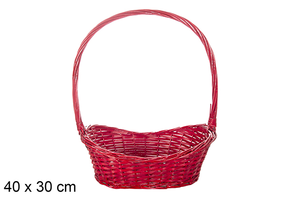 Cesta mimbre Navidad color roja 40x30 cm