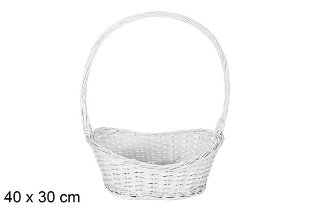 White Christmas wicker basket 40x30 cm
