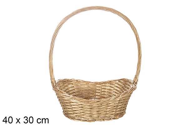 Christmas wicker basket gold color 40x30 cm