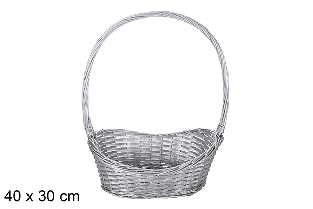 Panier de Noël en osier couleur argent 40x30 cm