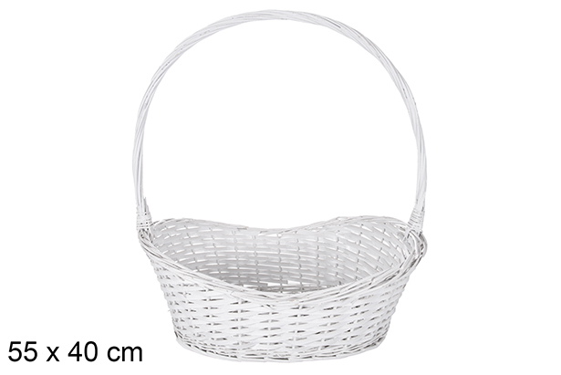 Panier en osier de Noël blanc 55x40 cm