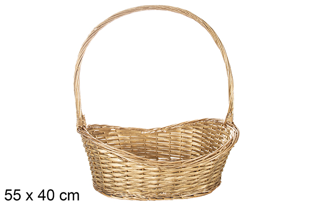 Cesta mimbre Navidad color oro 55x40 cm