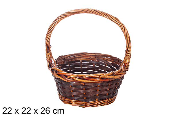 Cesta mimbre Navidad color caoba 22x26 cm
