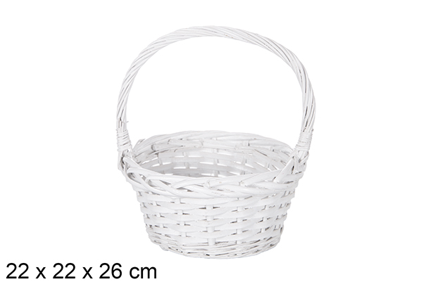 Cesta mimbre Navidad color blanca 22x26 cm
