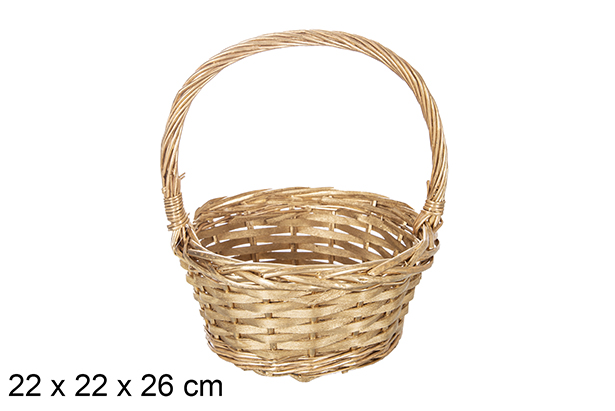 [119273] Cesta mimbre Navidad color oro 22x26 cm