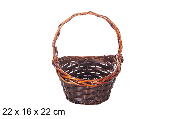 Christmas wicker basket mahogany color 22x16 cm