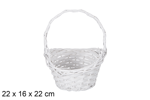 White Christmas wicker basket 22x16 cm