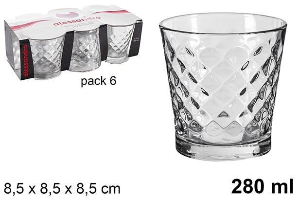 Pack 6 vasos cristal Diamante 280 ml