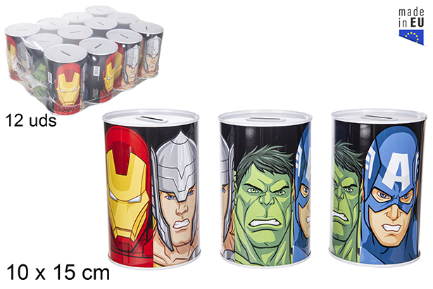 Cofrinho de metal Avengers 10x15 cm