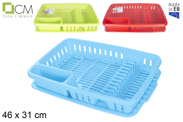 [119354] Égouttoir à vaisselle en plastique avec plateau couleurs assorties 46x31 cm