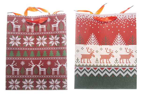 Christmas gift bag red and green pattern
