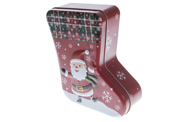 Caja metal roja decorada Papa Noel